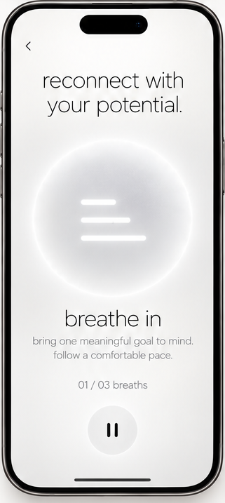 App screen: a guided breathing practice.